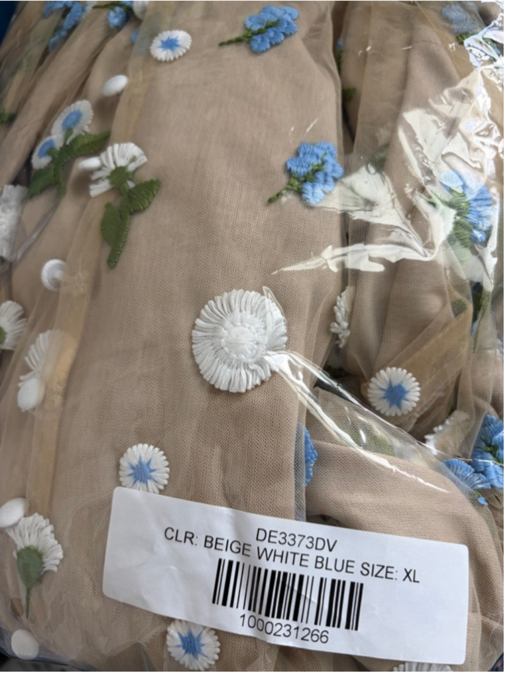 Women's VICI Beige Blue Floral Long Sleeve Dress XL - Picture 7 of 9